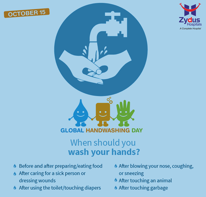 #GlobalHandwashingDay is an opportunity to increase awareness and encourage people to wash their hands with soap at critical times.

 #ZydusHospitals #Ahmedabad #HealthyYou #HappyYou