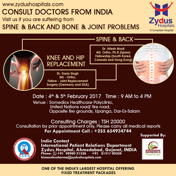 Visit us if you are suffering from Spine & Back and Bone & Joint problems.

#ZydusHospitals #Ahmedabad #Consulting #MedicalCamps