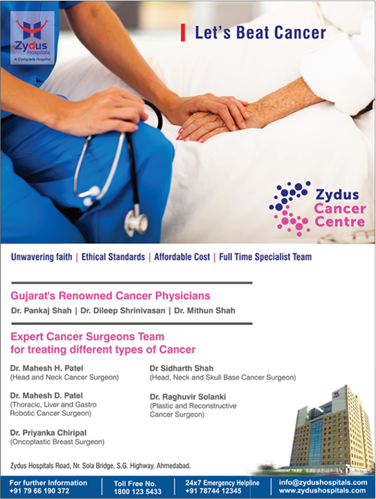 Complete Cancer care, now at Zydus Hospitals! <3

#StayHealthy #CancerCare #HealthCare #ZydusCares #ZydusHospitals