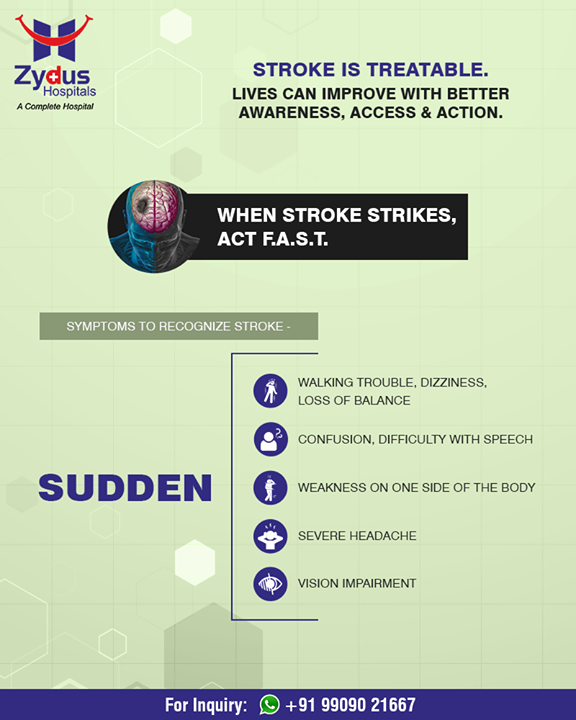 #Stroke is treatable. Lives can improve with better awareness, access & action.

#ZydusHospitals #StayHealthy #Ahmedabad #GoodHealth