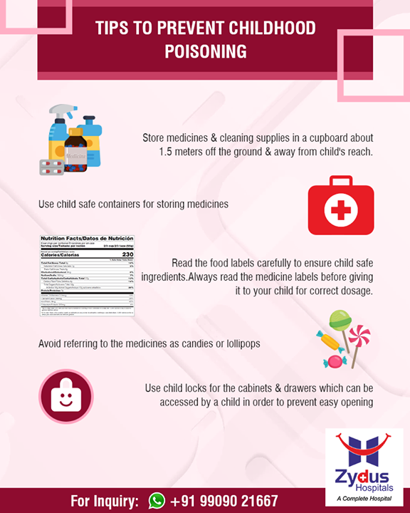 Tips to prevent #childhood poisoning! 

#ZydusHospitals #StayHealthy #Ahmedabad #GoodHealth
