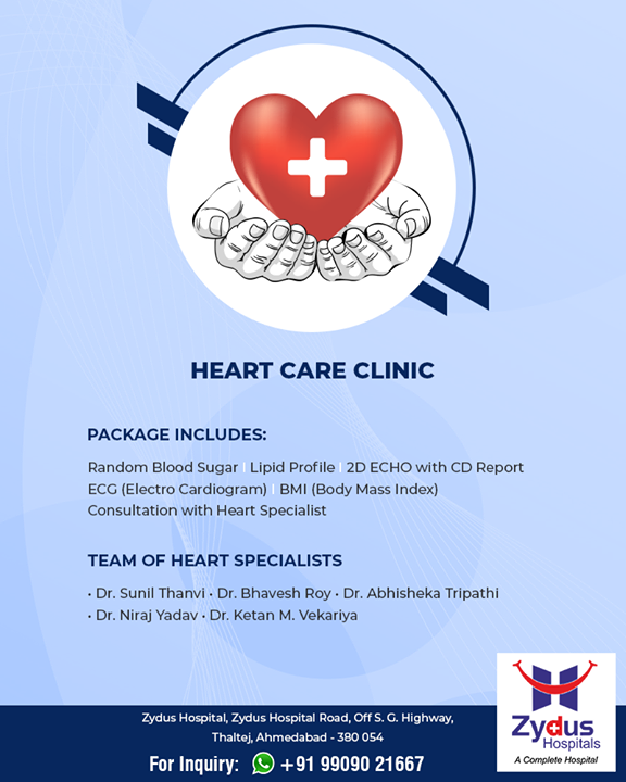 Heart Care Clinic for your healthy heart.

#ZydusHospitals #StayHealthy #Ahmedabad