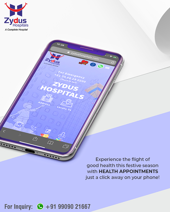 Experience the flight of good health this festive season with health appointments just a click away on your phone!

#ZydusHospitals #StayHealthy #Ahmedabad #GoodHealth