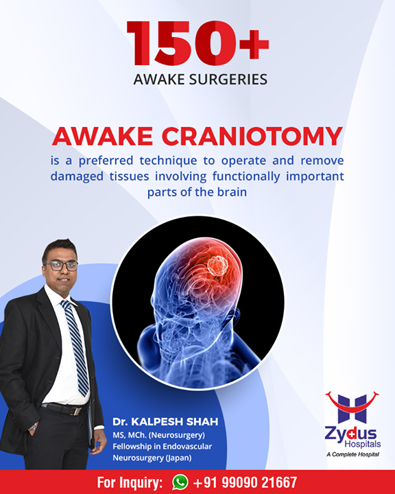 Awake craniotomy is a preferred technique to operate & remove the damaged tissues of the brain! 

#ZydusHospitals #Ahmedabad #GoodHealth #WeCare