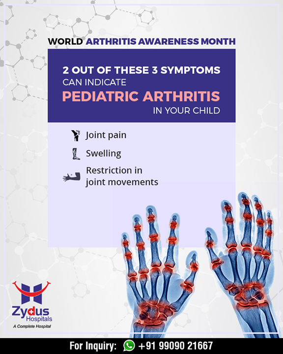 Did you know these could be indicative symptoms of pediatric arthritis!

#ZydusHospitals #StayHealthy #Ahmedabad #GoodHealth #ArthritisAwareness #Arthritis #ArthritisFacts