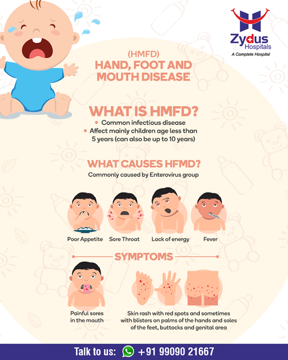 Hand, foot, and mouth disease (HFMD) is a common infection caused by a group of viruses. It typically begins with a fever and feeling generally unwell.

#HFMD #CommonPediatric #GoodHealth #StayHealthy #ZydusCare #ZydusHospitals #Ahmedabad #Gujarat