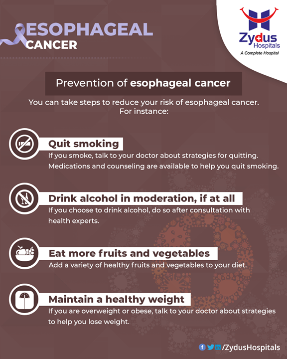#PreventionOfEsophagealCancer #EsophagealCancer #CancerCentre #ZydusCancerCentre #CancerCare #ZydusCare #ZydusHospitals #Ahmedabad #Gujarat