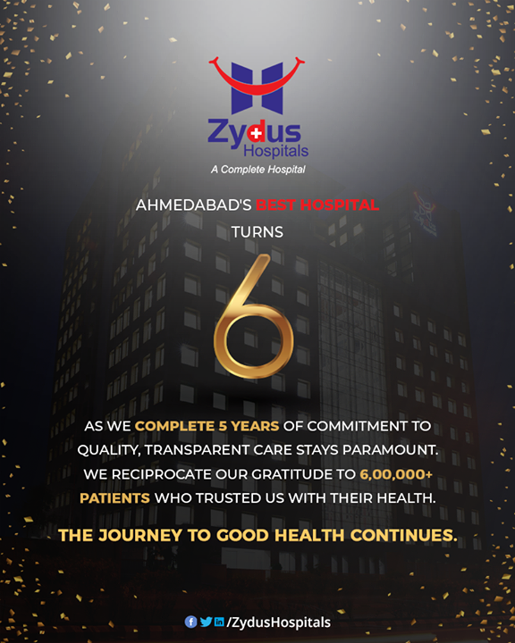 Celebrating 5 Years of Honest & Transparent Care!

#ZydusHospitalsTurns6 #5YearsCompleted #ZydusCare #ZydusHospitals #Ahmedabad #Gujarat