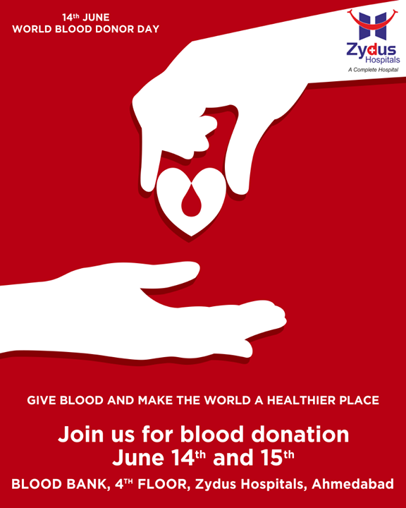 BLOOD LIKE SENSIBILITY, CANNOT BE CREATED. It's important for each eligible donor to play there part. Donors who aim at saving lives can do their bit by safely donating:
1. Whole Blood 
2. Plasma 
3. Platelets

BE BRAVE - BE A HERO - DONATE BLOOD REGULARLY

#WorldBloodDonorDay #DonateBlood #BloodDonorDay  #ZydusHospitals #Ahmedabad #SmileofGoodHealth