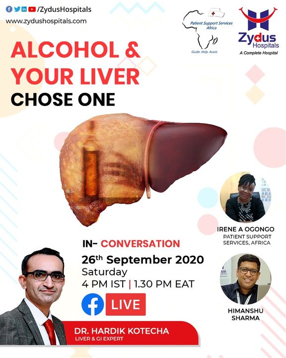 #ARLD-Alcohol Related Liver Diseases can't be ignored.
Alcohol consumption attributes to 20-50% of #LiverCirrhosis cases globally (as per WHO).

This not just adds up to the health burden but also social and financial burden.
Let's learn from Hardik Kotecha to understand what can be done to save our Liver from Alcohol related liver diseases.

#FBLive 4pm India Time & 1:30pm East Africa Time

It's not just about giving up Alcohol, it's also about moderation and social sensitivity. 

#Liver #LiverDiseases #AlcoholRelatedLiverDiseases #LiverFailure #LiverClinic #LiverCirrhosis #LiverRegeneration #LiverTransplantation #ZydusHospitals #Ahmedabad #GoodHealth #BestHospital #Kenya #Tanzaina #Uganda