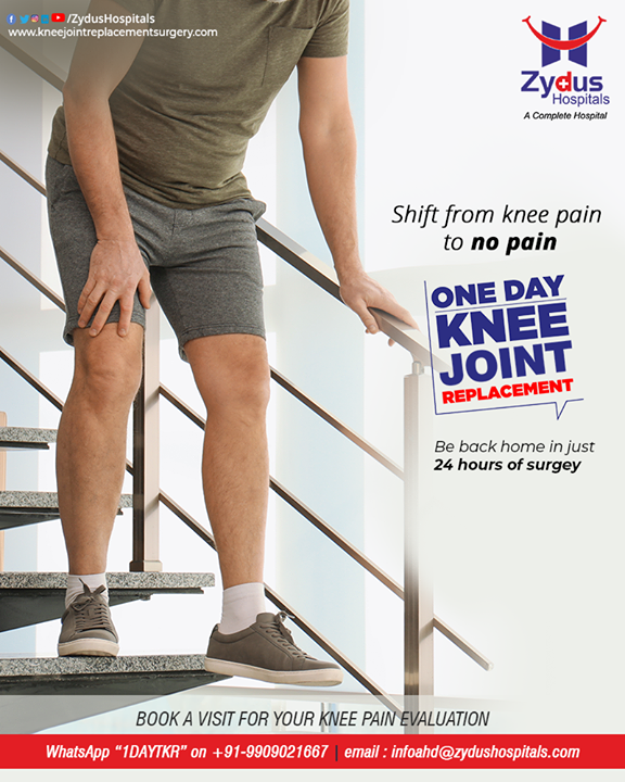 Control Shift and Delete Knee Pain with One Day Joint Replacement Surgery allowing rapid-recovery & ease of returning home on the same day. 
Get a Knee Pain evaluation if you are experiencing pain, stiffness, instability or loss of function in your knees affecting your daily life and activities.

#ZydusHospitals #Healthcare #Bones #Orthopedics #JointReplacement #KneeSurgery #KneePain #OneDayTKR #Ahmedabad