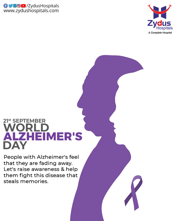 Alzheimer's is a progressive disease that causes brain cells to degenerate and die. On this World Alzheimer's Day, let's understand the importance of talking about Alzheimer and demystify it. 

#WorldAlzheimersDay #Alzheimer #AlzheimerAwareness #Dementia #ZydusHospitals #HealthCare #StayHealthy #ZydusCare #BestHospitalinAhmedabad #Ahmedabad #GoodHealth