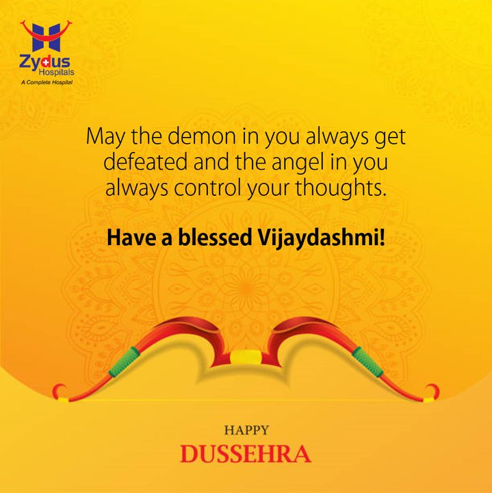 This Dussehra, commemorate the victory of good over evil by making healthy choices.

#HappyDussehra #Dussehra2021 #FestiveWishes #ZydusHospitals #Ahmedabad #GoodHealth