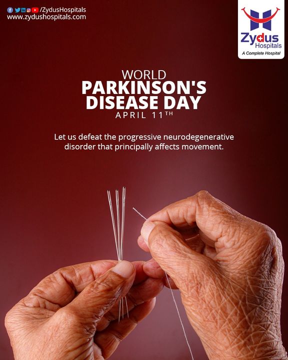 Parkinson’s disease is a progressive neurodegenerative disease of the nervous system that principally affects movement in every way. It is the second most common neurodegenerative disorder followed by Alzheimer's disease.

Parkinson’s can affect different people in different ways and the symptoms often start out small.  
Early diagnosis followed by a sound treatment can offer the best possible remedy.

#Parkinsons #ParkinsonsDisease #Neurology #NeuroSciences #Neurodegenerative #NeurodegenerativeDisorder #Awareness #ParkinsonsAwareness #ZydusHospitals #HealthCare #StayHealthy #ZydusCare #BestHospitalinAhmedabad #Ahmedabad #GoodHealth
