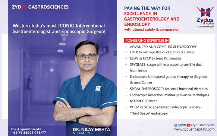 At times your upset stomach has a lot more to say and hence gastroenterology holds a pivotal place in every way!

We take delight in sharing that at Zydus Hospitals, we have Western India's most iconic and ideal Interventional Gastroenterologist and Endoscopic Surgeon, Dr. Nilay Mehta, to treat your gastro woes in wonderful ways. 

If you ever face any acute or chronic discomfort like bloating, constipation, diarrhea, stomach pain, disorder in bowel movement or any other discomfort, get in touch with us at Zydus Hospitals.

#Gastroenterology #Gastroenterologist #GastroenterologyExpert  #Endoscopy #EndoscopicSurgery #BestEndoscopicSurgeon #StomachDisorders #GastricProblems #ZydusHospitals #ZydusCare #ZydusExperts #Ahmedabad #Gujarat