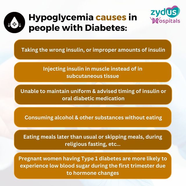 Hypoglycemia happens when one’s blood sugar drops below the healthy range. Several factors can contribute to this for people with diabetes.

To know more, consult with our team of experts at the Zydus Diabetes Clinic: 079 6619 0300 / 0372

#Diabetes #DiabetesMellitus #DiabetesManagement #DiabetesControl #Hypoglycemia #BloodSugarLevels #Glucose #Causes #HypoglycemiaCauses #DiabetesAwareness #DiabetesCare #HealthCheck #HealthyLifestyle #DiabetesClinic #ZydusExperts #Healthcare #ZydusHospitals #BestHospitalsInAhmedabad #Ahmedabad #Gujarat