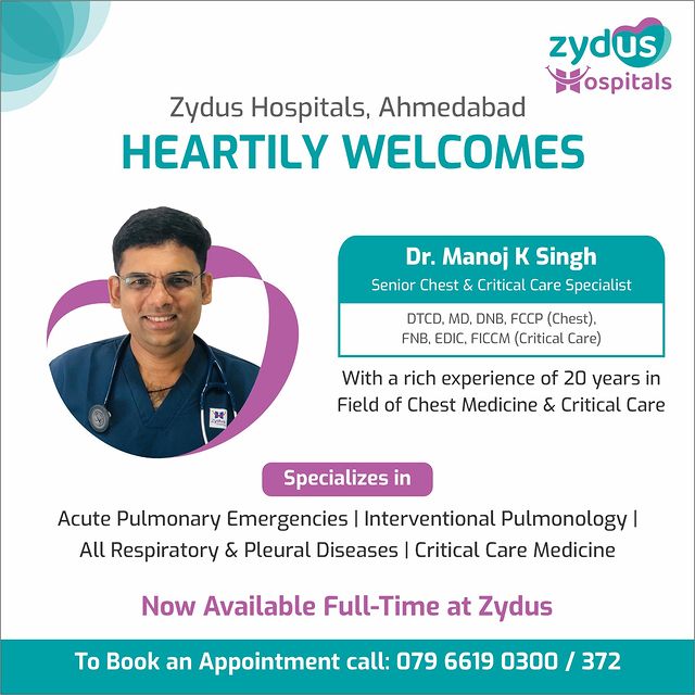 We at Zydus are delighted to welcome Dr. Manoj K Singh, an esteemed Senior Chest & Critical Care Specialist. With extensive expertise in pulmonology and respiratory health, Dr. Singh is dedicated to providing exceptional care for your respiratory needs. Book an appointment today by calling 079 66190300, and take a proactive step towards a healthier future.
.
.
.
.
.
.
.
.
.
#ZydusHealthcare #respiratoryhealth #pulmonology #chestspecialist #criticalcare #healthcareexpert #healthcareprovider #doctorappointment #respiratorycare #proactivehealth #healthylifestyle #expertmedicalcare #healthandwellness #healthylungs #respiratorywellbeing #healthjourney #medicalspecialist #Zydusfamily #specializedcare #leadingmedicalcare #healthcareexcellence #bookanappointment #healthyfuture #respiratoryspecialist #healthyliving #patientcare #ZyduswelcomesDrSingh