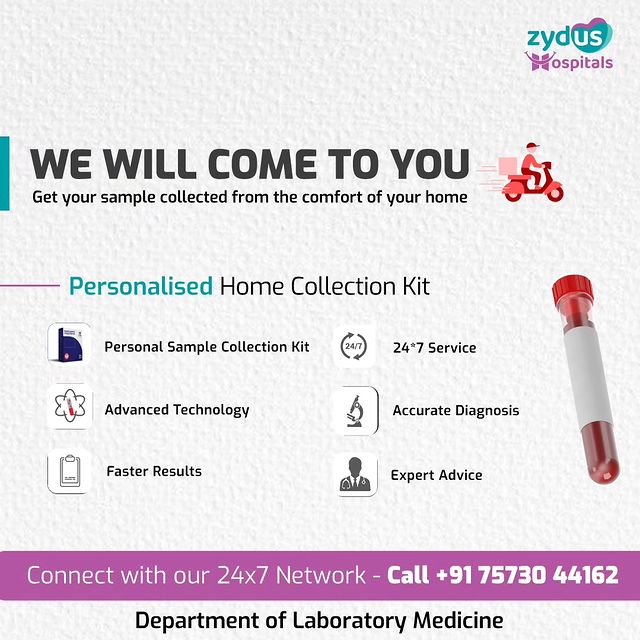 Experience convenience and personalized care with our Home Blood Sample Collection services.

Skip the trip to the lab and let our professionals come to you - offering hassle free sample collection from the comfort of your home, while ensuring timely & accurate results with peace of mind.

To avail the service, connect our Department of Laboratory Medicine - call: +91 75730 44162