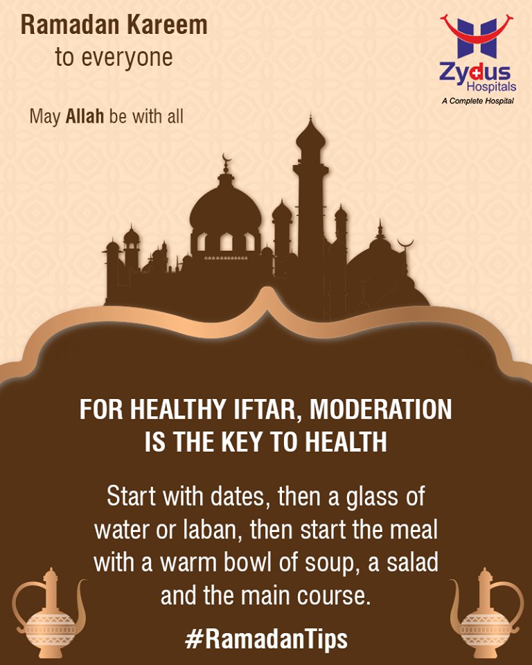 #RamadanTips to keep you healthy during this holy month!
#RamazanMubarak #ZydusHospitals #StayHealthy #Ahmedabad #GoodHealth https://t.co/XDl2oQtK6H