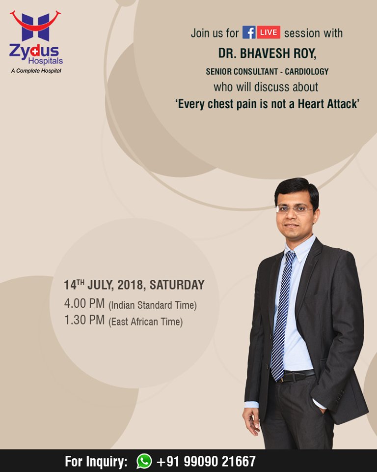 Every chest pain is not a #heartattack! Join us for a#FBLive to debunk myths!

#ZydusHospitals #StayHealthy #Ahmedabad#GoodHealth https://t.co/qQofxbFBC0