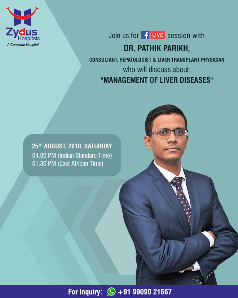 Join us for a #FBLive this Saturday, 25th August with
Dr. Pathik Parikh, Consultant, Hepatologist & Liver Transplant Physician
who will discuss about 