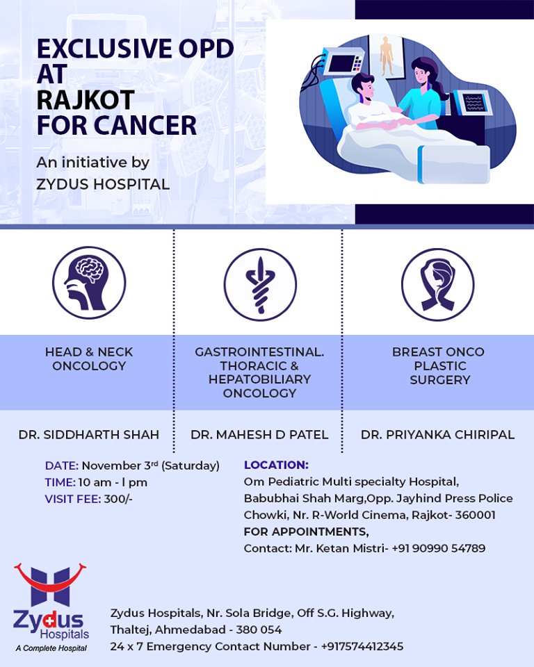 Exclusive #OPD for cancer care by Zydus Hospitals!

#Rajkot #ZydusHospitals #StayHealthy #Ahmedabad #GoodHealth https://t.co/lpCExEcsWc