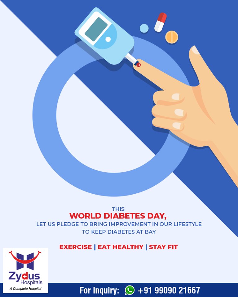 This World Diabetes Day, let us pledge to bring improvement in our lifestyle to keep diabetes at bay. 

#WorldDiabetesDay #DiabetesDay #14November #ZydusHospitals #StayHealthy #Ahmedabad #GoodHealth https://t.co/wSWkXEx3aQ