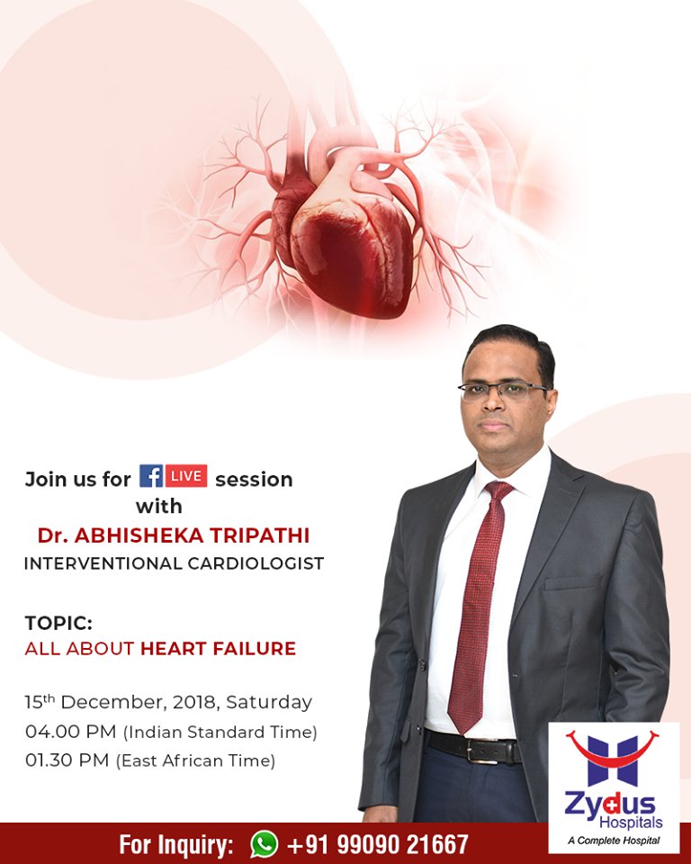 Join us for a #FBLive to know all about Heart Failure!

15th December 2018, Saturday
04.00 PM (Indian Standard Time)
01.30 PM (East African Time)

#ZydusHospitals #StayHealthy #Ahmedabad #GoodHealth https://t.co/xvy5YaUuF8