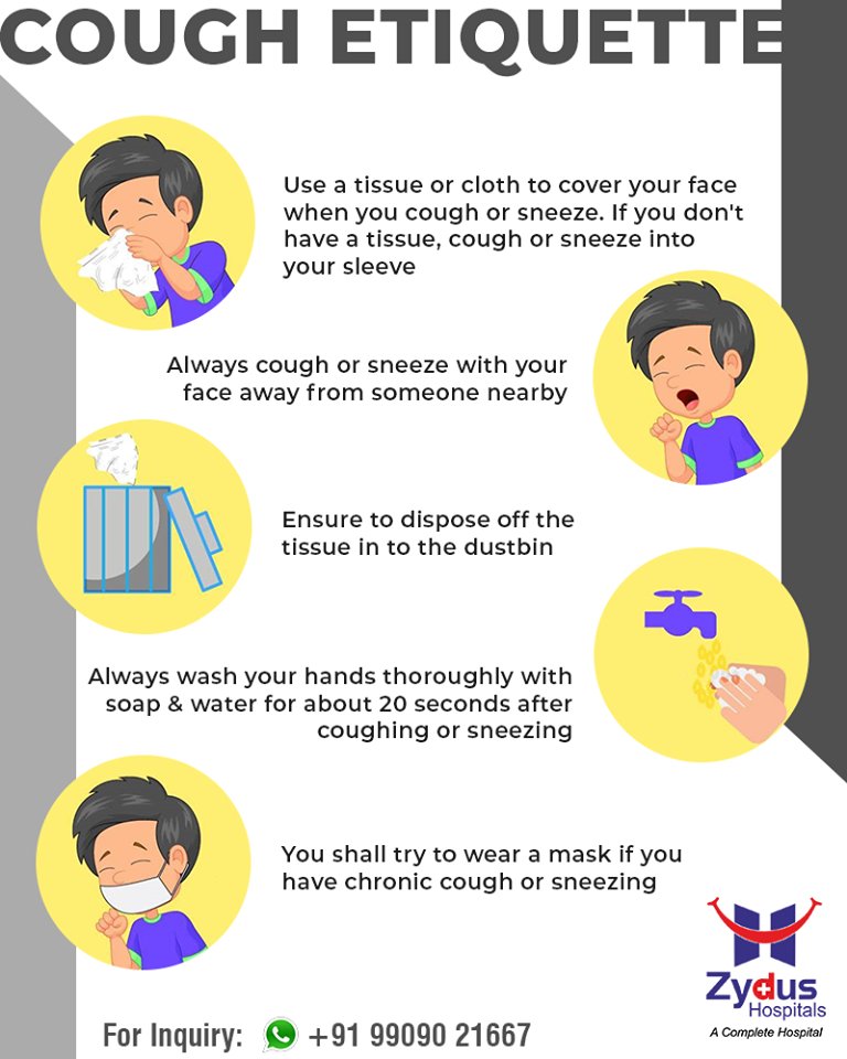 Time for some cough etiquette!

#ZydusHospitals #StayHealthy #Ahmedabad #GoodHealth https://t.co/TfYos0y48w