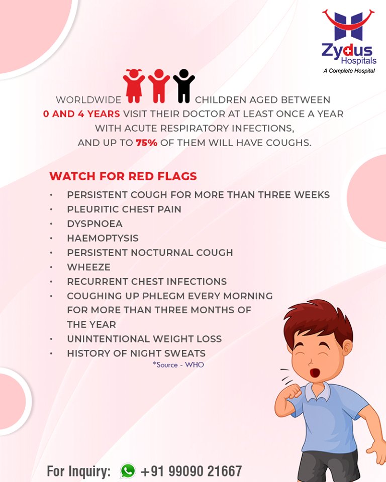 **Did You Know**

Worldwide, 2 out of 3 children aged between 0 and 4 years visit their doctor at least once a year with acute respiratory infections and up to 75% of them will have coughs.

#ZydusHospitals #StayHealthy #Ahmedabad #GoodHealth #KidsHealth https://t.co/glXsB2kxEB