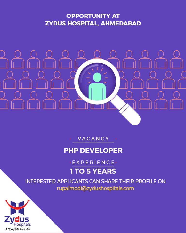 Looking for efficient #PHPdevelopers, tag someone who could be a perfect fit! 

#ZydusHospitals #StayHealthy #Ahmedabad #GoodHealth #JobsInAhmedabad https://t.co/AkfRJIhgIT