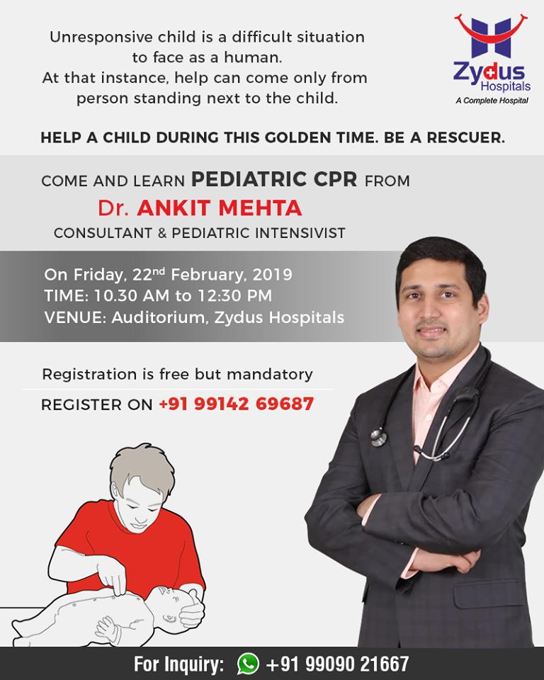 Come & learn pediatric CPR from Dr Ankit Mehta! Register today!

#ZydusHospital #Ahmedabad #Gujarat https://t.co/UvZiz5NiNt