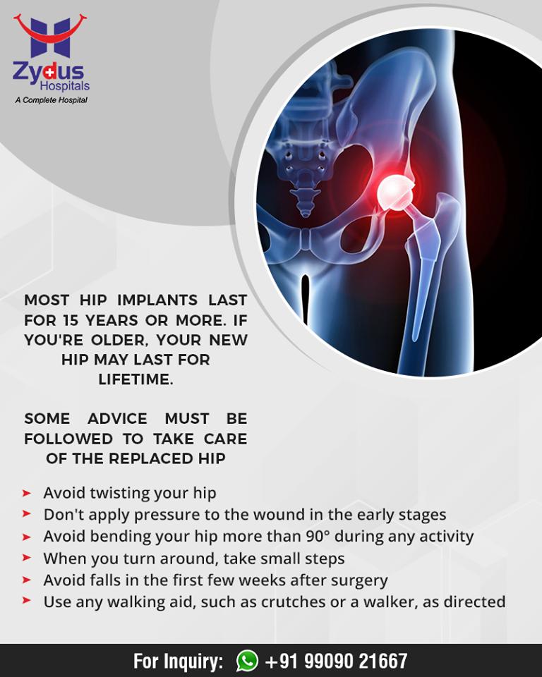 Some advice to be followed to take care of the replaced hip after a hip replacement surgery! 

#ZydusHospitals #Ahmedabad #GoodHealth #WeCare #HipReplacement #TotalHipReplacement https://t.co/zs7Ve7vGqb