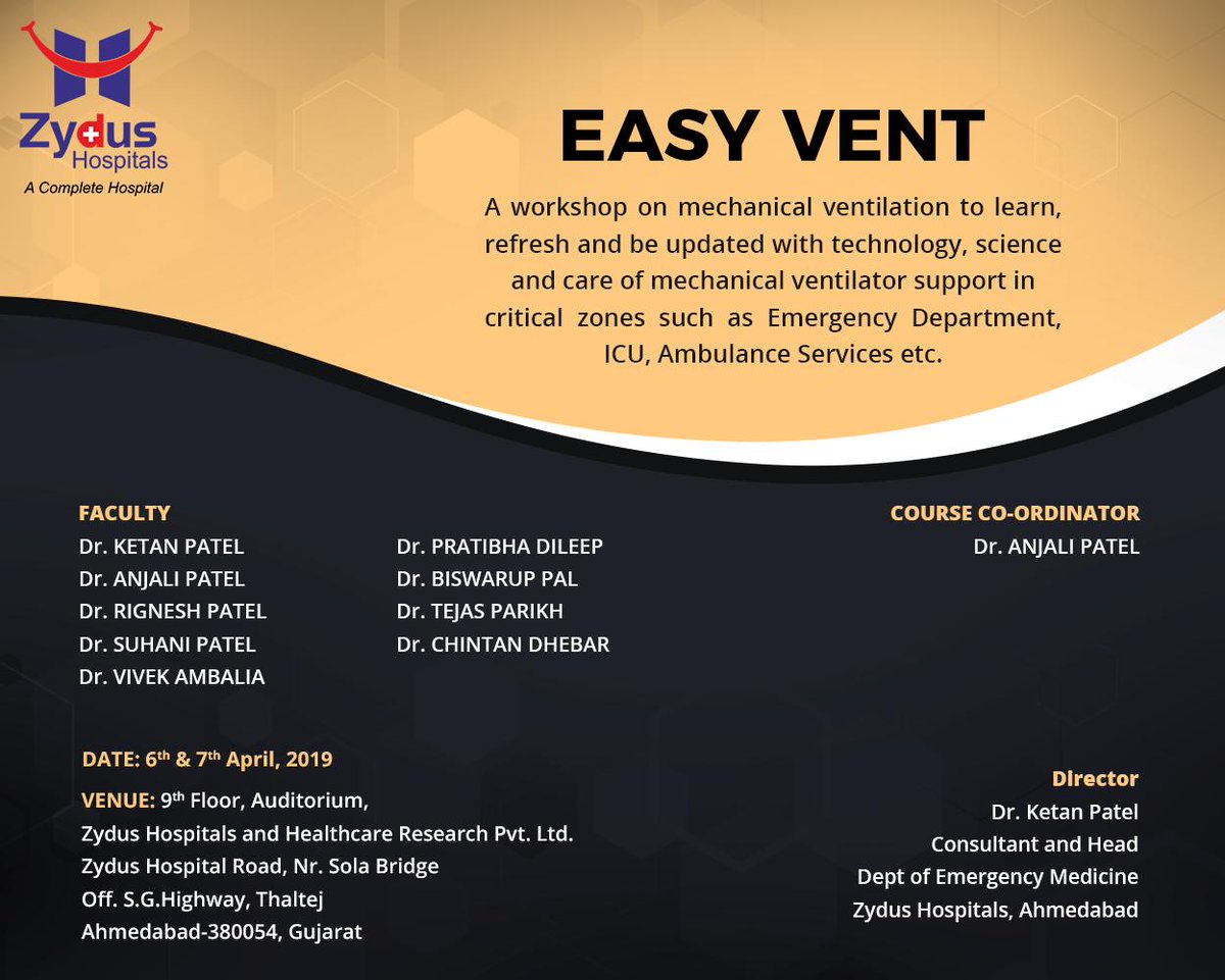 Mechanical ventilation workshop helps to learn and update with technology, science & care in critical zones such as Emergency Department, ICU, Ambulance services etc. 

#VentWorkshop #Ventilator #ZydusHospitals #Ahmedabad #GoodHealth #WeCare https://t.co/yGGfDg2KVW
