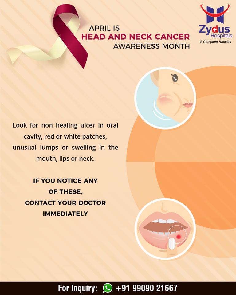 Look for non-healing ulcer in oral cavity, red or white patches, unusual lumps or swelling in mouth, lips or neck!

#OralCancerAwareness #OralCancer #ZydusHospitals #Ahmedabad #GoodHealth #WeCare https://t.co/GatinqJD5V