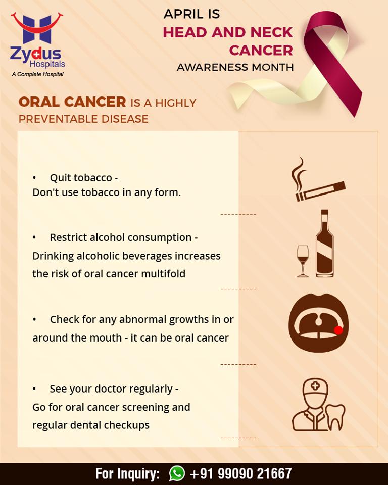 Oral cancer is a highly preventable disease!

#ZydusHospitals #Ahmedabad #GoodHealth #WeCare https://t.co/wt6hkT1esE