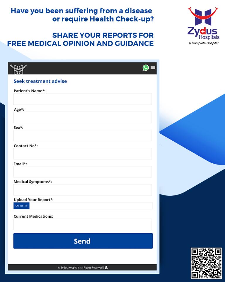 Share your reports for a free medical opinion & guidance!
https://t.co/3Jp2jcfrhh

#ZydusHospitals #BestHospital #MedicalTourism #HealthTravel #FreeOpinion #MedicalOpinion #MedicalAdvise #MedicalForm #MedicalGuide https://t.co/Q4GmfOhDL8