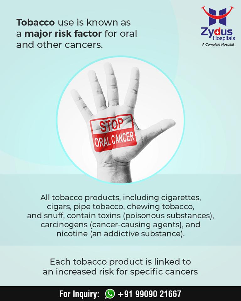 Tobacco use is known as a major risk factor for #oralcancer! 

#ZydusHospitals #StayHealthy #Ahmedabad #GoodHealth #WeCare https://t.co/SQo1Ary2QQ