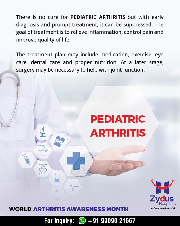 There is no cure for #PediatricArthritis but with early diagnosis and prompt treatment, it can be suppressed.  ReadMore:https://t.co/jSUcfqJn96

#ArthritisAwareness #Arthritis #ArthritisFacts #ZydusHospitals #StayHealthy #Ahmedabad #GoodHealth https://t.co/B8YRpHmxtI