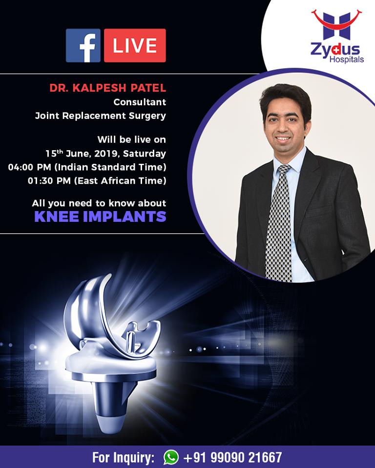 Join us for a Facebook Live session with Dr. Kalpesh Patel, Consultant - Joint Replacement Surgery

#JoinUs #FBLiveSession #ZydusHospitals #StayHealthy #Ahmedabad #GoodHealth https://t.co/27csKZ0Vrd