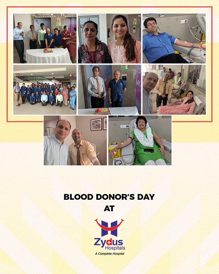 Blood Donor's Day at Zydus Hospitals!

#WorldBloodDonorsDay #BloodDonorDay #DonateBlood #SaveLife #ZydusHospitals #StayHealthy #Ahmedabad #GoodHealth https://t.co/JWtVylFtpO