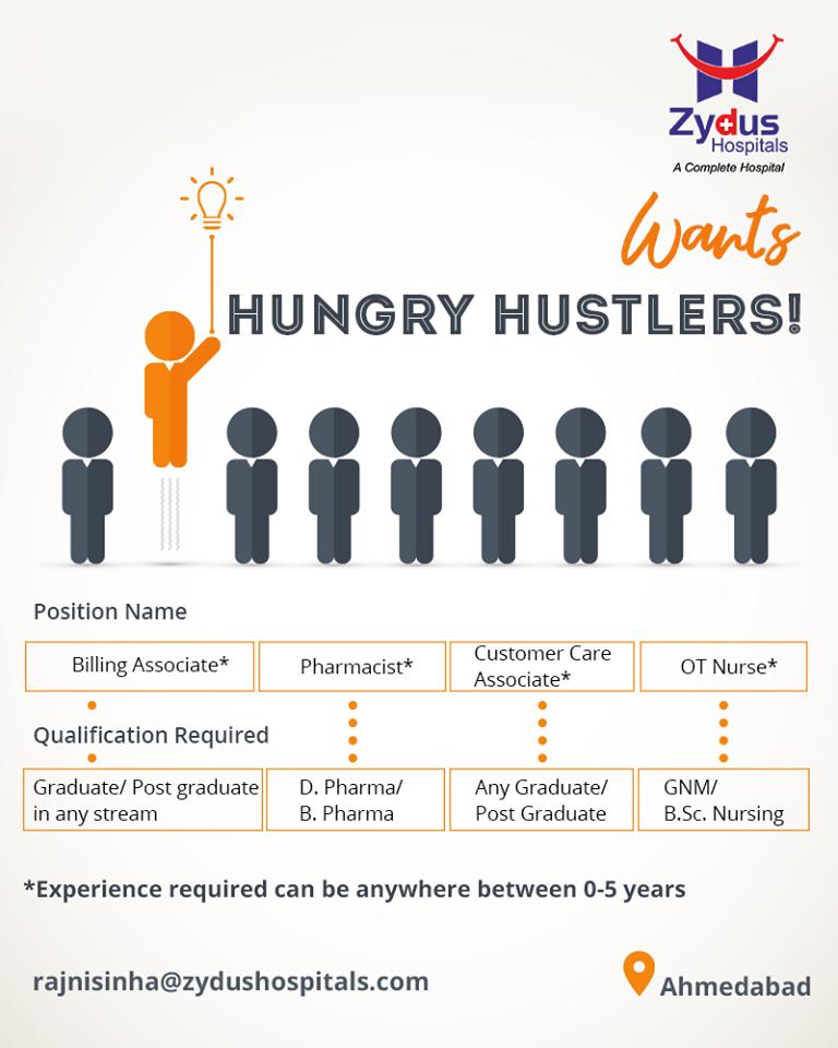 If you're passionate about finding your dream job, we're looking forward to hiring you! A plethora of openings for hungry hustlers at Zydus Hospitals

#SoaringOpportunities #BillingAssociate #Pharmacist #CustomerCareAssociate #OTNurse #ZydusHospitals #Recruitment #Ahmedabad https://t.co/HfVUwvij8v
