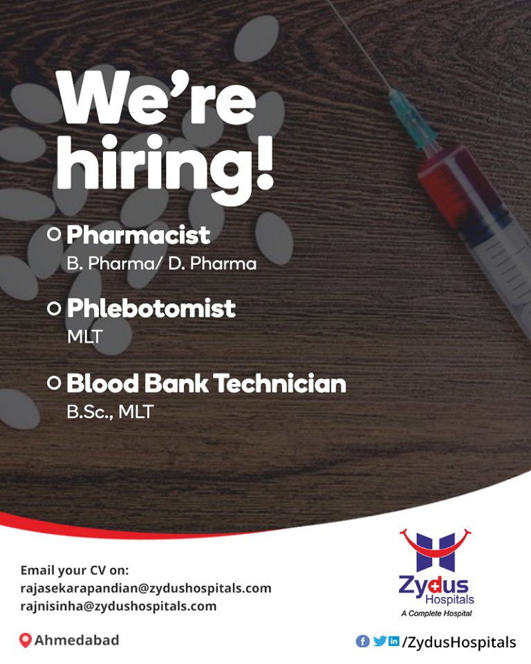 A job that's right for you! We're #hiring heroes!

#ZydusHospitals #Ahmedabad #InternationalRelations #PeopleWithPassion https://t.co/dQY2cZLziV
