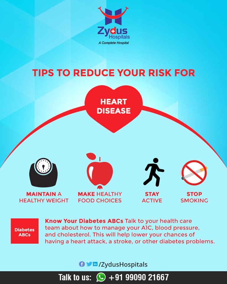 There are many things you can do to reduce your chances of getting heart disease.

#HeartAttacks #HeartCare #HeartDisease #GoodHeartCare #StayHealthy #ZydusCare #ZydusHospitals #Ahmedabad #Gujarat https://t.co/JXbQyMunUS