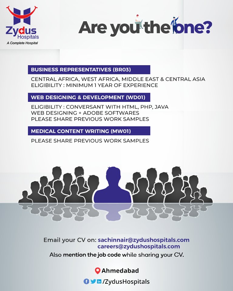 If you are looking forward to creating a successful career in the healthcare domain then this is the opportunity for you!

#Hiring #HealthcareRecruitment #Recruitment #ZydusHospitals #HealthCare #ZydusCare #Ahmedabad https://t.co/4u7lMcuFRl