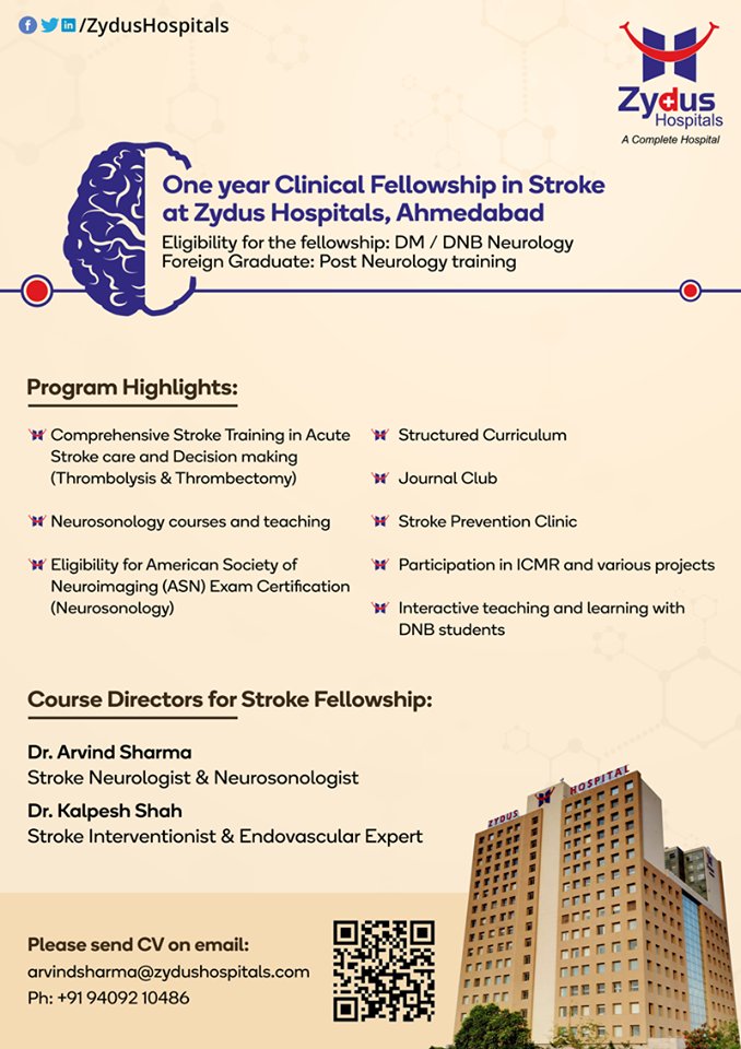 Want to become a stroke specialist?

Get yourself registered for one-year clinical fellowship in stroke at Zydus Hospitals, Ahmedabad

Register Now: https://t.co/KGDgdu0LsE

#clinicalfellowship #Stroke #StayHealthy #Neurology #ZydusCare #ZydusHospitals #Ahmedabad #Gujarat https://t.co/UKbaG8pqOV