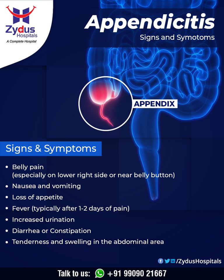 The appendix is a small, pouch-like sac of tissue that is located in the first part of the colon (cecum) in the lower- right abdomen.

#Appendicitis #ZydusHospitals #HealthCare #ZydusCare #Ahmedabad https://t.co/ldUSn70lEd