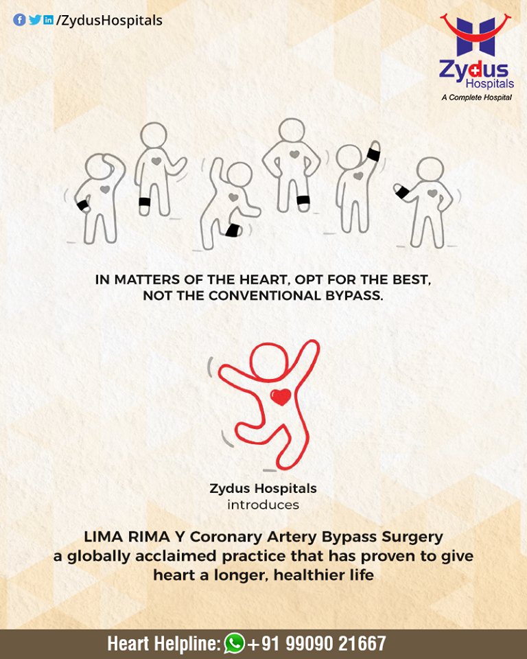 Zydus Hospitals introduces LIMA RIMA Y Coronary Artery Bypass Surgery a globally acclaimed practice that has proven to give hear a longer, healthier life.

#HeartCare #HeartDisease #LIMARIMAYCoronaryArtery #GoodHeartCare #StayHealthy #ZydusCare #ZydusHospitals #Ahmedabad #Gujarat https://t.co/uuvBXIrN1B