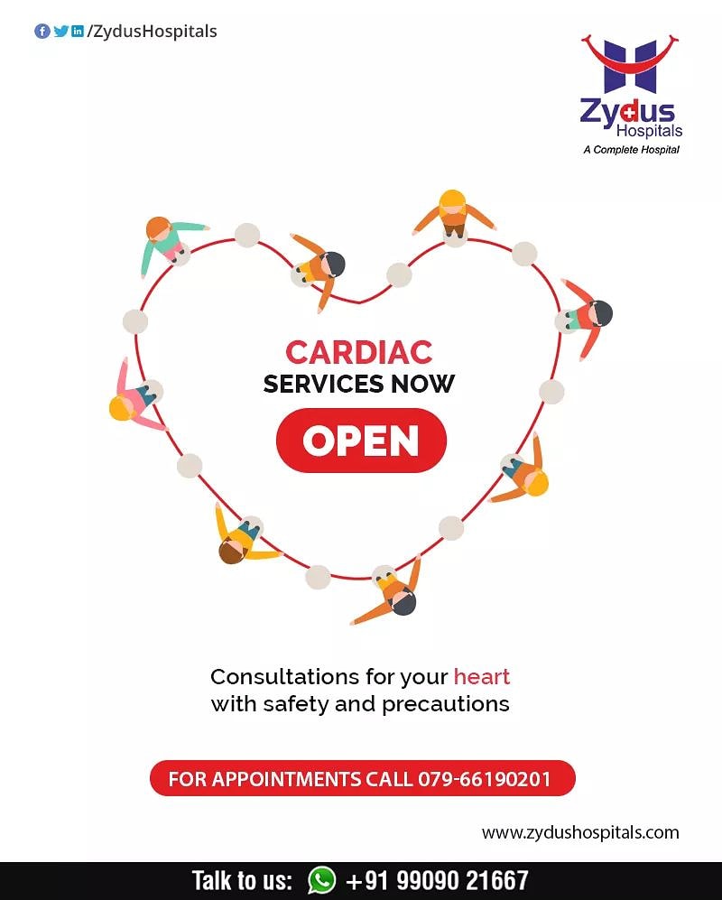 Caring for your Heart with all our hearts. #Zydus Hospital's exceptional heart care is now #OPEN & ACCESSIBLE to all.

Call us for an appointment or Just walk-in..... the #smile of Good Health awaits you!

#IndiaFightsCorona #COVID19 #ZydusHospitals #Ahmedabad https://t.co/3Q3t7murgc