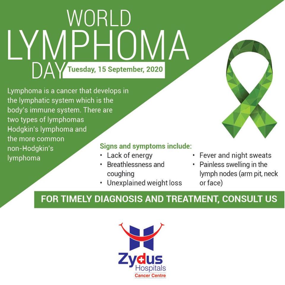 World Lymphoma Day is a day dedicated to raising awareness of Lymphoma. Know the signs and symptoms of Lymphoma and Consult us for timely diagnosis in case you experience any of these symptoms.

#WorldLymphomaDay #LymphaticCancer #LymphNodes #ZydusHospitals #Ahmedabad #GoodHealth https://t.co/nkv9t2VdM5